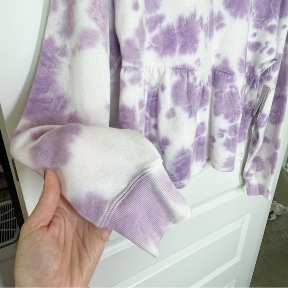 Nordstrom BP Purple Orchid Tie-Dye Lightweight Babydoll Sweatshirt Top Womens XS - Picture 3 of 7